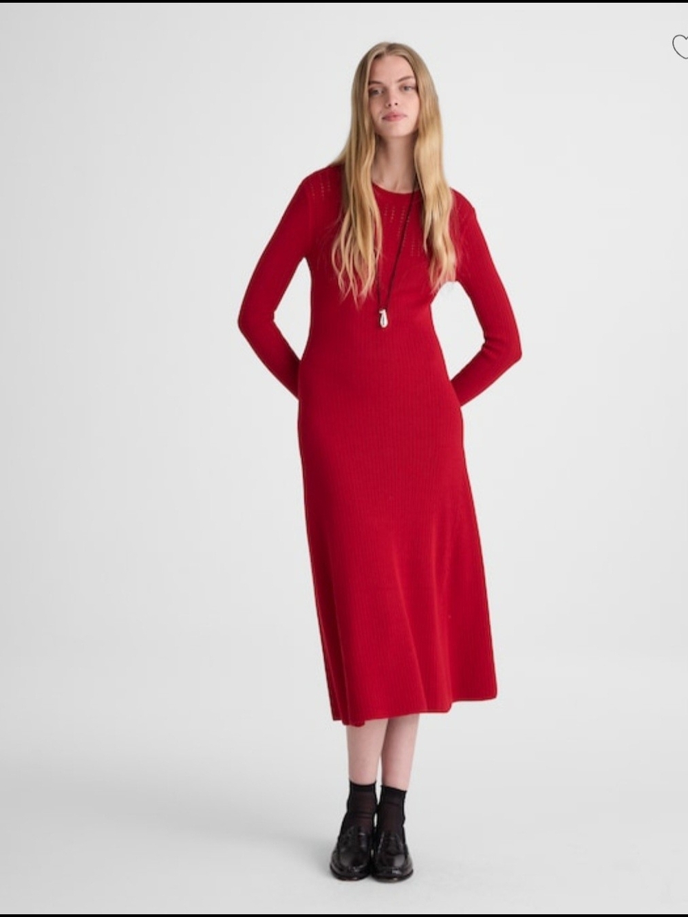 Madewell NWT Red The Signiture Knit Crewneck Long-Sleeve Midi Dress